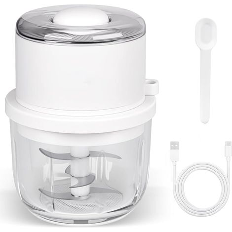 Hachoir à Ail Électrique Mini Mixeur Robot Culinaire Portable Hachoir à Légumes Broyeur D'Oignons et D'Ail