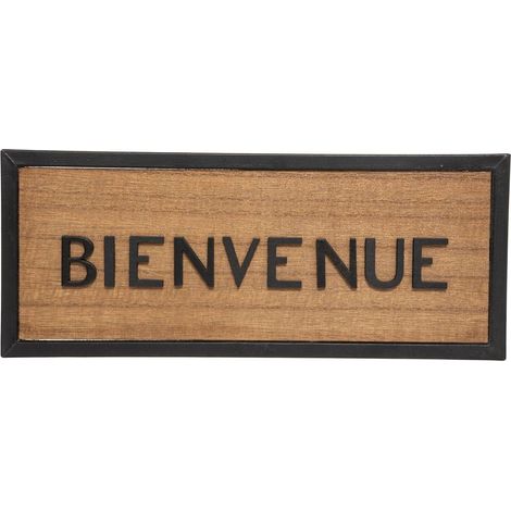 Türschild Holz Metall 22x9cm - Willkommen
