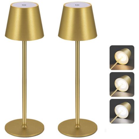 Set di 2 lampade da tavolo senza fili, lampada da scrivania a LED ricaricabile, lampada touch senza fili con 3 temperature di colore, lampada da comodino (1/4)