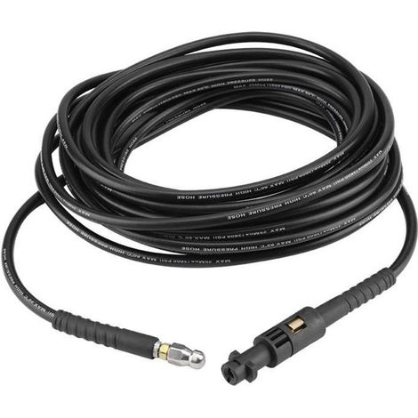 LIUX 15m Tuyau Déboucheur Flexible Embout pour Nettoyeur Haute Pression Noir Débouche (1/4)