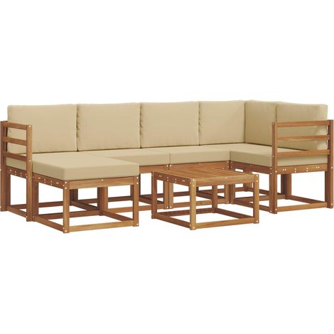 Outdoor-Sofagarnitur 7 stk. Natur und Beige vidaXL (1/5)