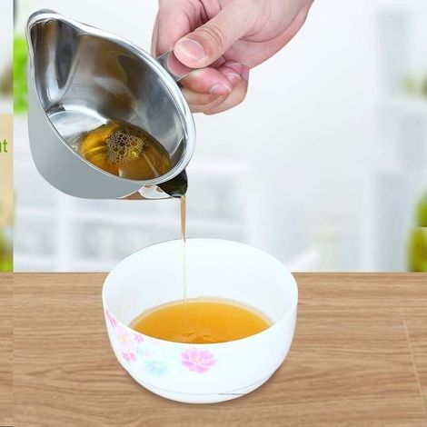 250ml Saucière Séparatrice de Graisse, Graisse en Acier Inoxydable Bol Soupe Filtre à l'huile, Séparateur D'huile Hepler de Cuisine pour Filtre à Graisse le Filtrage Liquide (1/4)