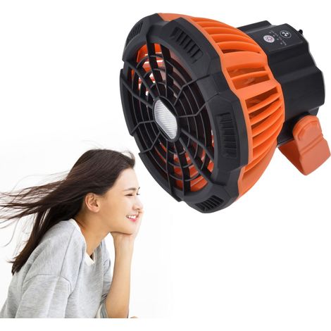 Ventilateur de bureau portable d'extérieur avec lampe intégrée, ventilateur de bureau silencieux rechargeable par USB avec télécommande multifonctionnelle. (1/5)