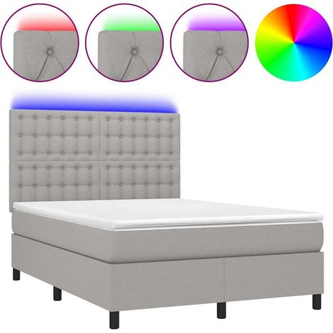 Maison Exclusive - Box spring postel s matrací a LED světle šedá 140x190 cm textil (1/5)