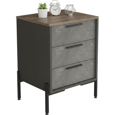 Butchoy Kommode, 3 Schubladen, Schiebetüren, 54x45x70h cm, Braun