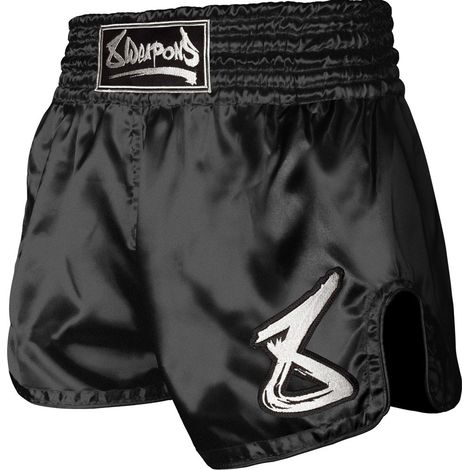 Pantalones cortos de Muay Thai 8 Weapons, negros/blancos, talla L