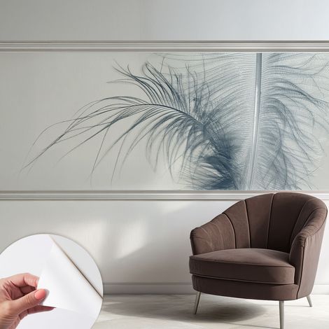 Papier peint autocollant adhésif avec motifs pour salon et chambre accessoire stylé pour votre intérieur Plume délicate 250x104 cm (1/5)