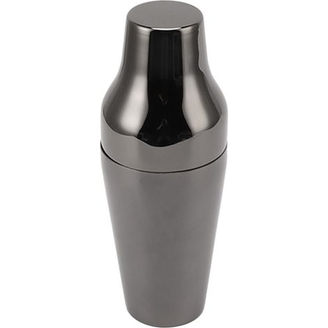 Cocktailshaker aus Edelstahl im französischen Stil mit zwei Kammern, ideal für Martinis, perfekt für Bar, Zuhause, Camping und Picknicks. Glänzend schwarz. (1/5)