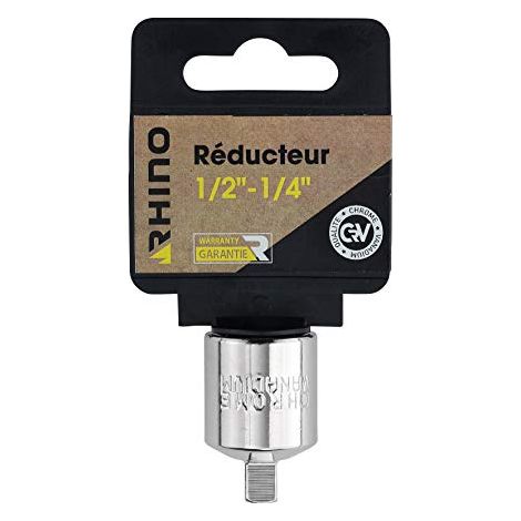 RHINO - JEUX DE DOUILLES - RÉDUCTEUR ADAPTATEUR POUR DOUILLE - CARRÉ 1/2'' VERS 1/4'' MÂLE - FABRIQUÉ EN CHROME VANADIUM - COMPA
