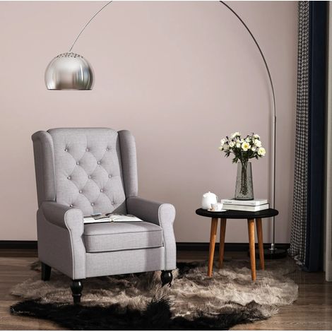 Sillón orejero tapizado con respaldo alto gris OKMYHOME (1/4)