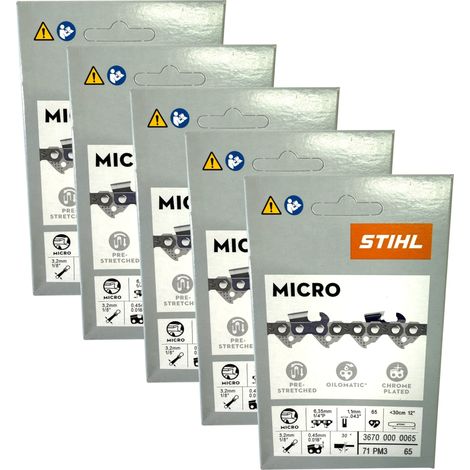 Stihl 5x 1/4" Picco Micro 3 (PM3) cadena de sierra 30 cm 1/4" P 1.1 mm 65 TG 5 piezas ( 5x 36700000065 ) (1/4)