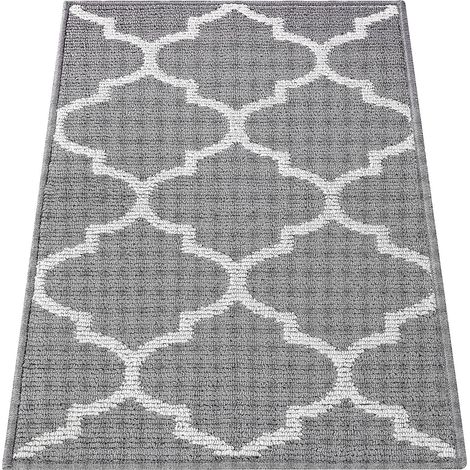 Tapis de porte d'intérieur - Tapis de porte d'intérieur antidérapant, absorbant l'eau et antisalissure, lavable à la machine, Plaid gris (1/2)