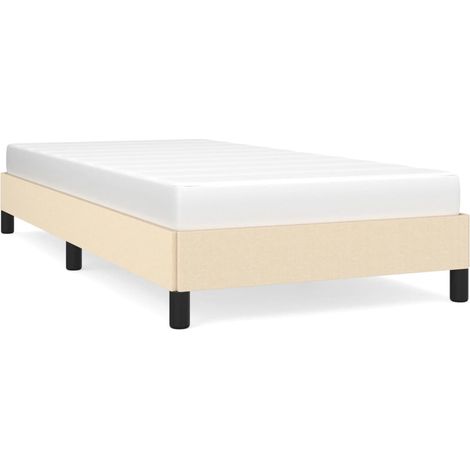 Lit adulte pour 1 personnes, Structure de lit, Assemblage Facile, Crème 100 x 200 cm Tissu OIB6650E (1/3)