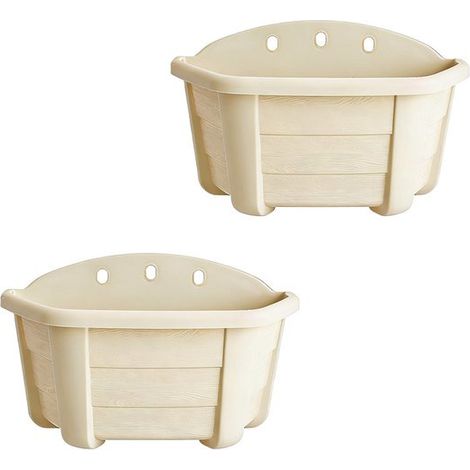 Kunststoff-Blumentöpfe zur Wandmontage – 22 cm – Vintage-Stil – Geeignet für Balkone, Zäune und Gärten – Ziegelrot – 2er-Set (1/5)