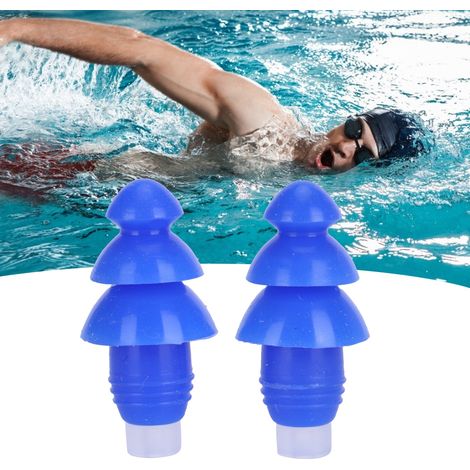 Wiederverwendbare, wasserdichte Silikon-Ohrstöpsel zur Geräuschreduzierung beim Schwimmen und Schlafen (blaue Schachtel) (1/5)
