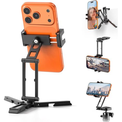 SK29 6-in-1 Mini-Smartphone-Stativ, faltbarer Handyhalter, Selfie-Stick-Stativ aus Aluminium mit zwei rutschfesten Füßen, UKA- und Arca-Swiss-kompatibel für iPhone/Android (1/5)