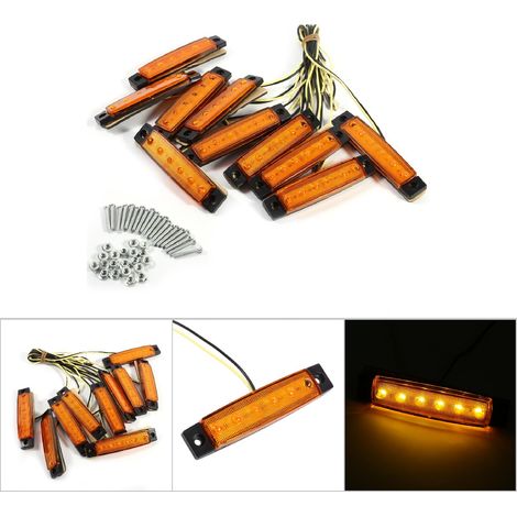 10x Feux de Gabarit à LED Ambre pour Camionnette, Fourgon et Caravane - Marqueur Latéral Clair (1/5)