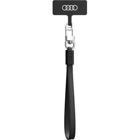 Cordino universale per cellulare Audi, 28 cm, 10 mm, in pelle nera/nera, codice AU-hslsl-GT/D1-BK. (1/3)