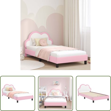 Kinderbettgestell - Kinderbettgestell mit Kopfteil mit Kopfteil Rosa 90 x 200 cm PU (1/5)