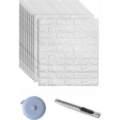 Papel pintado de ladrillo 3D JSSEVN, 10 piezas de pegatinas de pared de ladrillo 3D, papel pintado de pared de espuma 3D autoadhesivo insonorizante para bricolaje, para el (1/5)