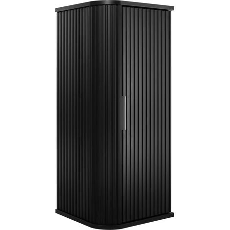 Mobile da bagno, nero, maniglia argento, 79 x 35,5 x 31,5 cm (1/5)
