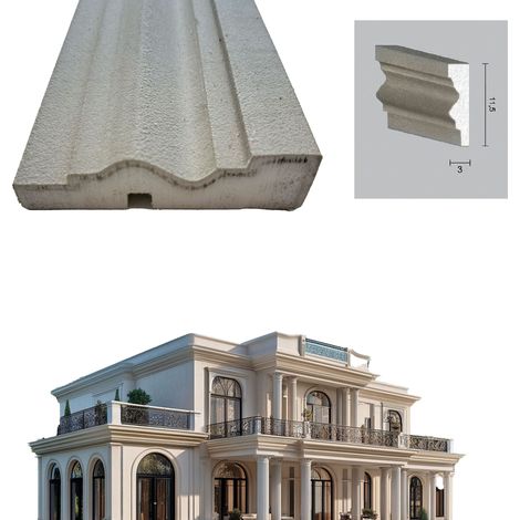 €8,99ml  STOCK  Pacco da 16ml di cornice decorativa in XPS Resinata per esterno 11,5X3X200cm PD113