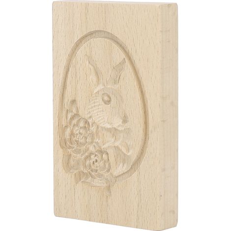 Moule à biscuits en bois facile à démouler, réutilisable, lavable, tampon gravé pour pâtisserie maison, motifs lapin et fleur (1/5)