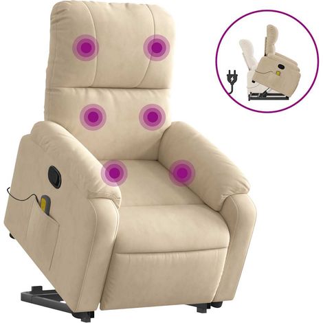 Fauteuil de Salon,Chaise,Fauteuil inclinable de massage crème tissu microfibre CFW462961 (1/5)