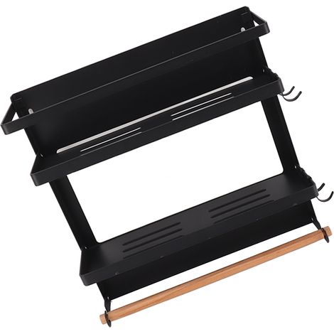 Étagère magnétique pour réfrigérateur pliable multifonction réglable robuste, rangement latéral de cuisine double niveau 30 cm (1/5)
