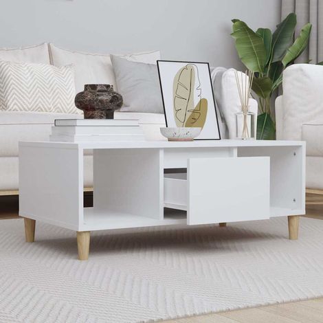 vidaXL Table basse Blanc 90x50x36,5 cm Bois d'ingénierie (1/5)