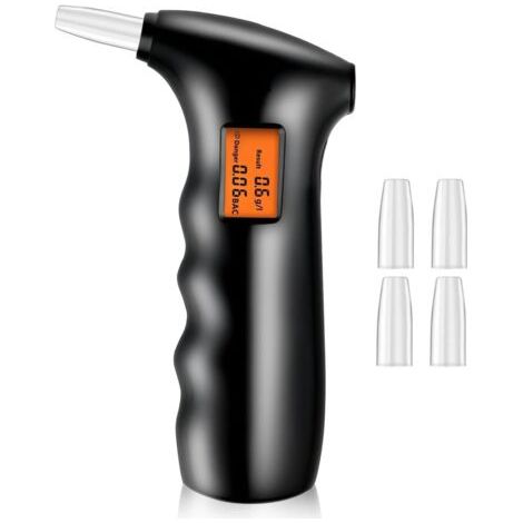 Ethylotest, Éthylotest Electronique et 5 Embouchures, Affichage Numérique LCD, Professionnel Portable Capteur à Semi-conducteur Testeur d'alcool avec Alarme , Personnel pour Usage Domestique (1/5)