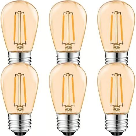 Ampoule LED Edison S14 E27, ampoule à filament vintage 2 W, ambre, blanc chaud 2700 K, angle de faisceau 360°, non dimmable, paquet de 6 [Classe énergétique G] (1/5)