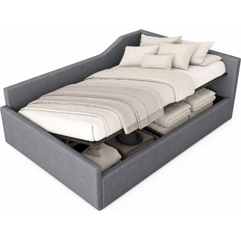 Sofá cama CHICFURN 140x200 cm gris de MDF y contrachapado con almacenaje integrado (1/5)