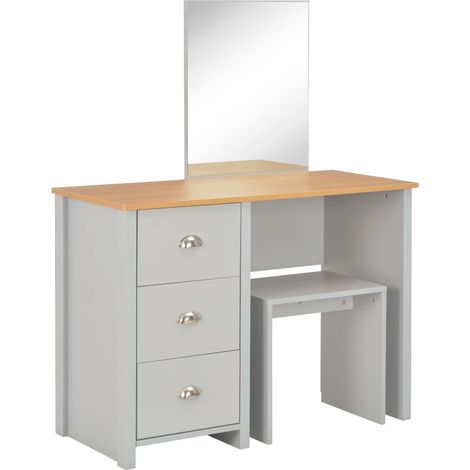 Maison Exclusive - Schminktisch mit Spiegel und Hocker Grau 104x4