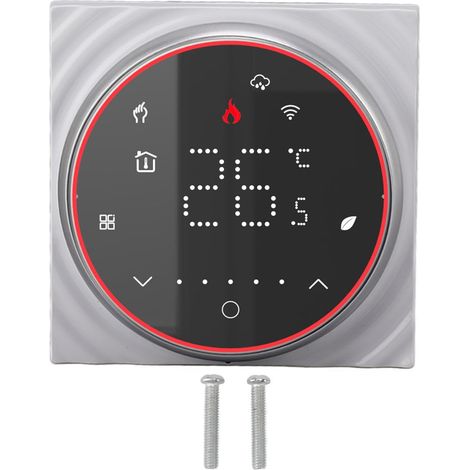 Wireless Wifi Smart Thermostat Programmable Smart Water Heating Thermostat Voice APP Control AC95‑240V Square Base Black