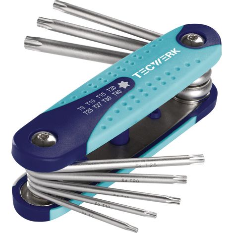 Juego  de  destornilladores  8  piezas.Soporte  plegable  manual  T9-T40  Acero  S2  TECWERK (1/5)