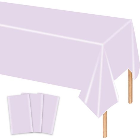 3er-Set Tischdecken Hellviolett 137x274 cm Einweg Plastik für Partys