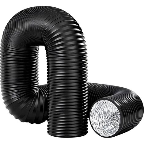 Tuyau d'évacuation de 150 mm, tuyau en PVC et aluminium de 3 mètres pour climatiseur mobile, sèche-linge, ventilateur d'extraction, hotte aspirante, système de ventilation (noir) (1/5)