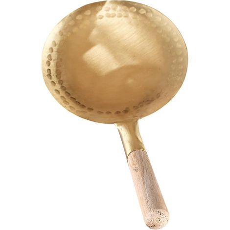 Cuillère soupe métal 10 cm manche bois, multifonction tofu/riz, résistante corrosion (1/5)