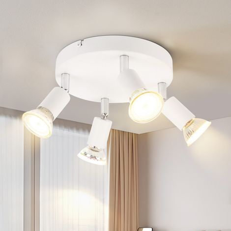 GBLY LED Deckenstrahler Weiß Deckenspots - 4 Flammig Schwenkbar GU10 Metall Deckenlampe Modern Wohnzimmerlampe für Schlafzimmer Küche Gang Esszimmer