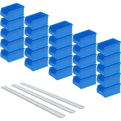 BRB Lot de 25 boîtes à empiler pour empilage de fenêtre Bleu Capacité 0,85 l 175 x 100 x 75 mm Rails de Suspension Murale (1/2)