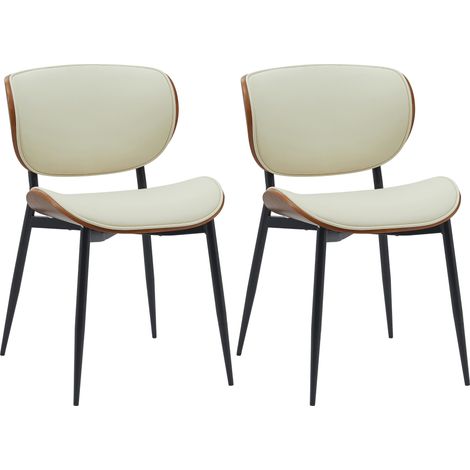 Set di 2 sedie visitatore Enid con rivestimento in similpelle o tessuto Noce/crema Finta pelle