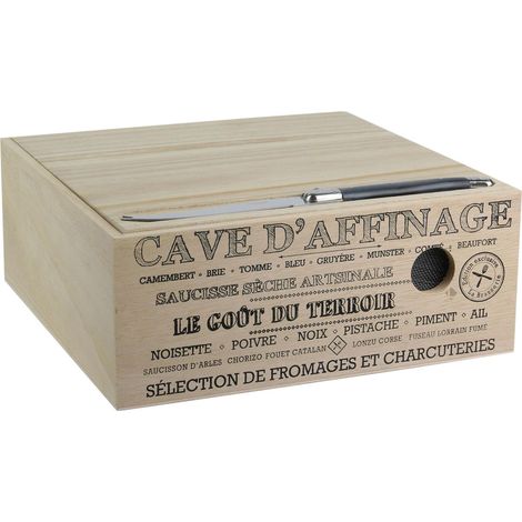 Cave à fromage avec couteau collection LE GOÛT DU TERROIR bois et noir (1/5)