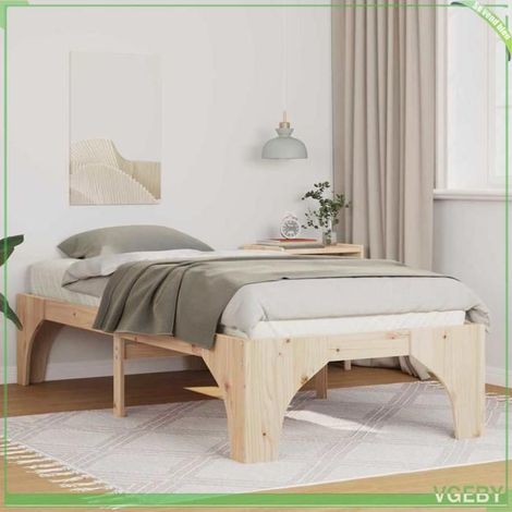 Cadre de lit - ABI - Marron - Pin massif - 90 x 190 cm - 1 place (1/5)