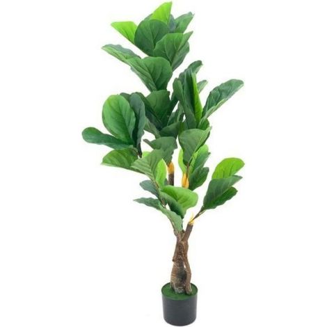 Pianta artificiale Ficus Pandurata 125H cm 43 foglie con vaso (1/3)