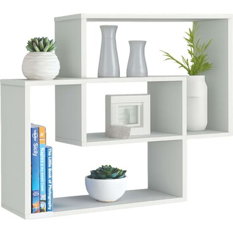 Estantería de pared Riva, Baldas Pared Rectangulares, Estantes de Salón o Dormitorio Blanco 60x60x16 cm
