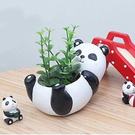 Pots de Plantes, Animal Mignon en Forme de Dessin animé succulentes Vase Pots de Fleurs, récipient, décoration Pots de jardinière, Bureau Mini Ornement (Panda)-Fei Yu (1/2)