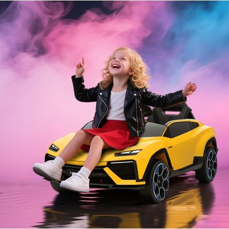 Voiture électrique enfant jaune 101,5x49x43 cm avec télécommande – MEUBLIV (1/5)