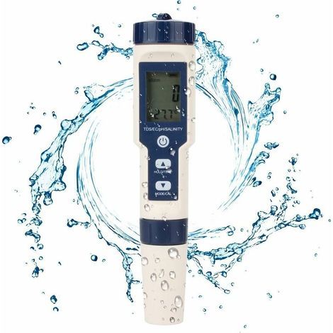 Testeur d'eau numérique 5 en 1 – Mesure pH, TDS, EC, salinité, température – Étanchéité IP67 pour piscine, aquarium, hydroponie - EAU 5 EN (1/5)