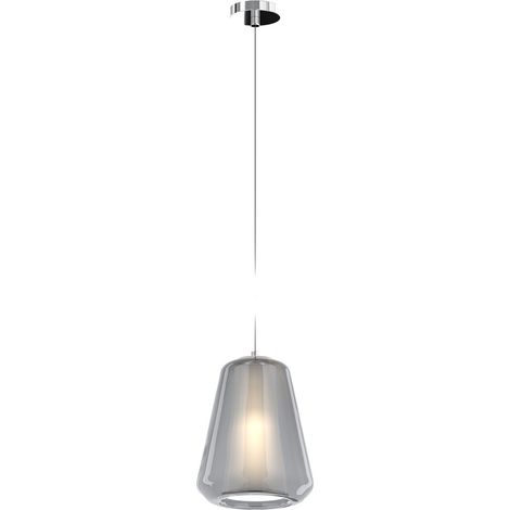 Sospensione Contemporanea Double Skin Gamma Metallo Cromo Vetro Fumè 1 Luce E27